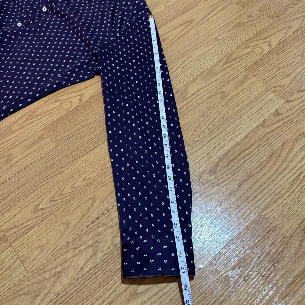 Buttercloth 2XL Regural Fit Purple/blue Button Up Shirt Geometric Flip Cuff NEW - Picture 5 of 10